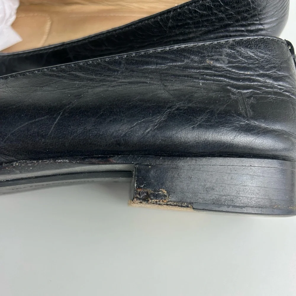 FRYE “TRACY SMOKING” BLACK LEATHER LOAFERS SIZE 7 - Picture 6 of 9